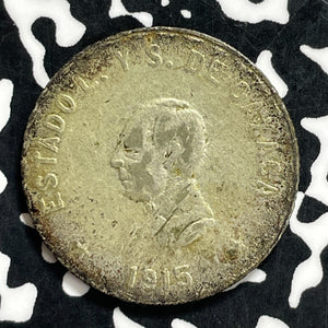 1915 Mexico Oaxaca 1 Peso Lot#JM9957 Silver! Scarce!