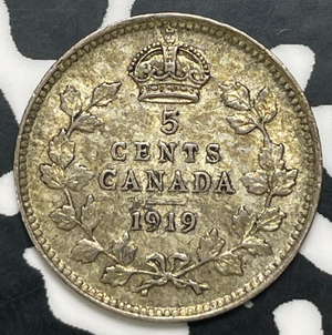 1919 Canada 5 Cents Lot#C0289 Silver! Nice!