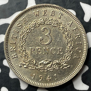 1941-H British West Africa 3 Pence Threepence Lot#E6811 High Grade! Beautiful!