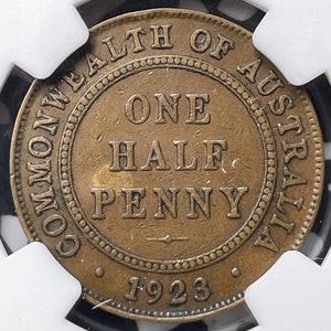 1923 Australia 1/2 Penny Half Penny NGC VF30BN Lot#G7251 Key Date!