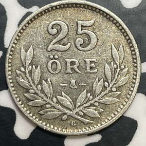 1929 Sweden 25 Ore Lot#E7321 Silver!