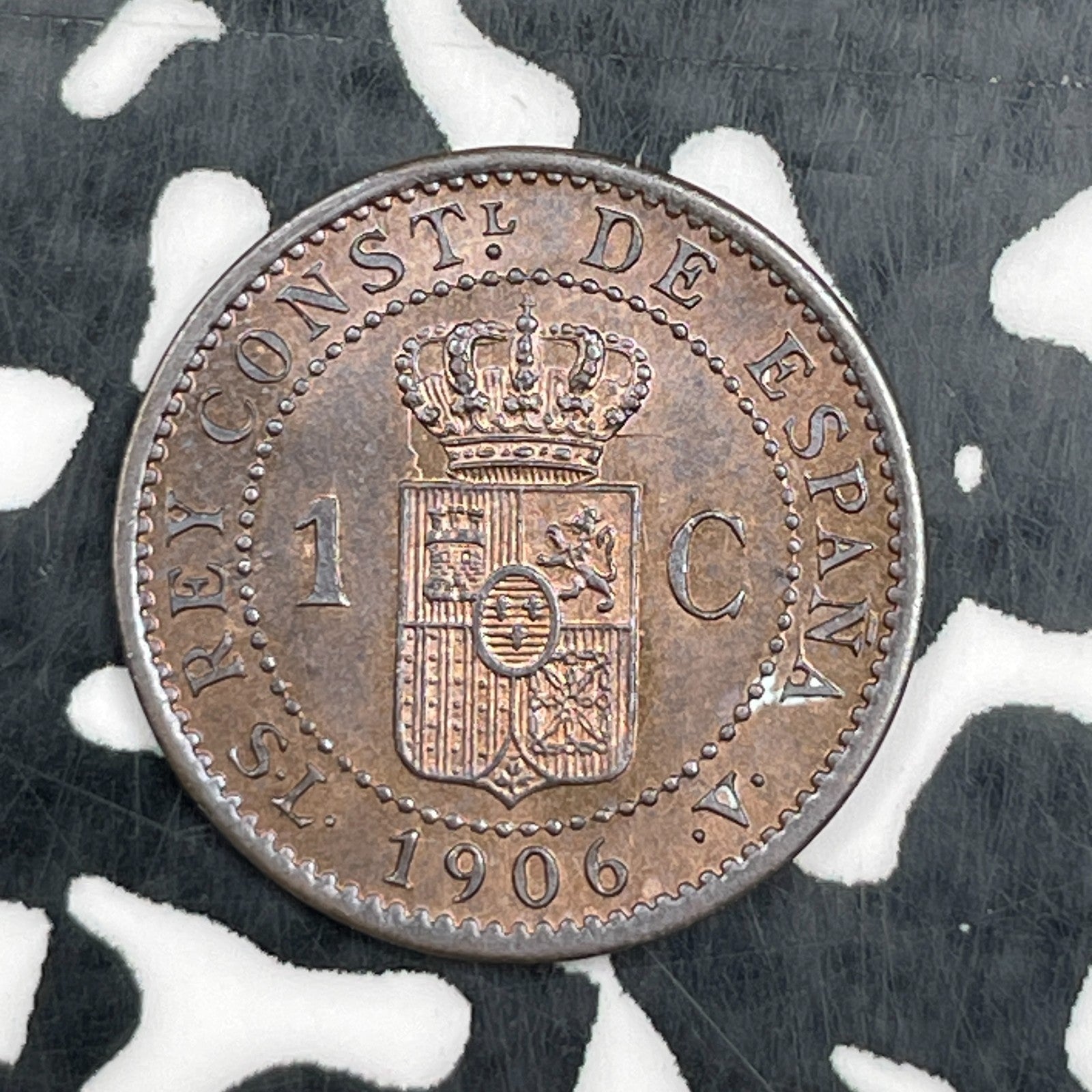 1906 Spain 1 Centimo Lot#N2777 High Grade! Beautiful!