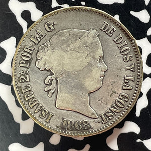 1868 Spanish Philippines 50 Centavos Lot#T4669 Silver! Nice!
