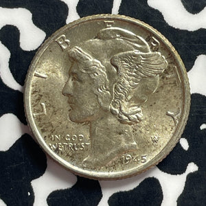 1945 U.S. Mercury Dime Lot#T9111 Silver! High Grade! Beautiful!