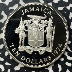 1974 Jamaica $10 Dollars (3 Available) (1 Coin Only) Large Silver Coin! Proof!