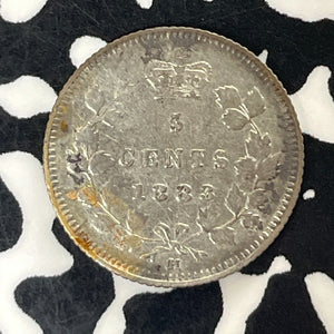 1883-H Canada 5 Cents Lot#T5931 Silver! Better Date, Old Cleaning, Nice Detail