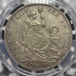 1894 Guatemala 1 Peso C/S On 1889 Peru 1 Sol PCGS AU Detail Lot#MK91 Silver!
