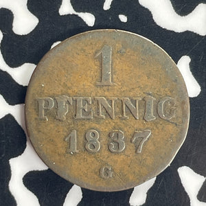 1837-G Germany Saxony 1 Pfennig Lot#T8796