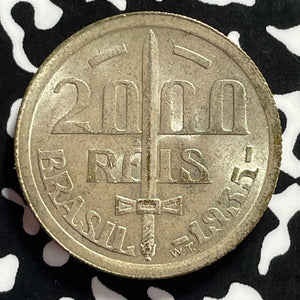 1935 Brazil 2000 Reis Lot#T9721 Silver! High Grade! Beautiful!