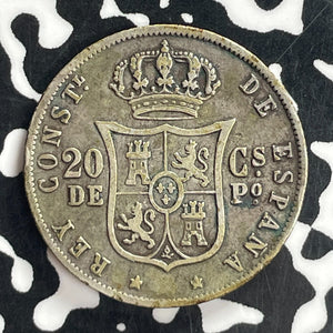 1883 Spanish Philippines 20 Centavos Lot#T7769 Silver!