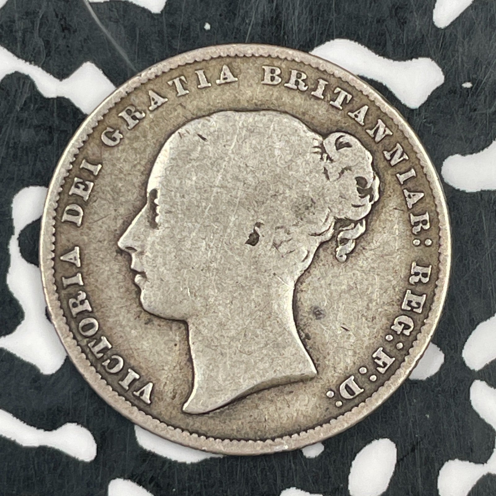 1865 Great Britain 1 Shilling Lot#F7372 Silver! Die#66