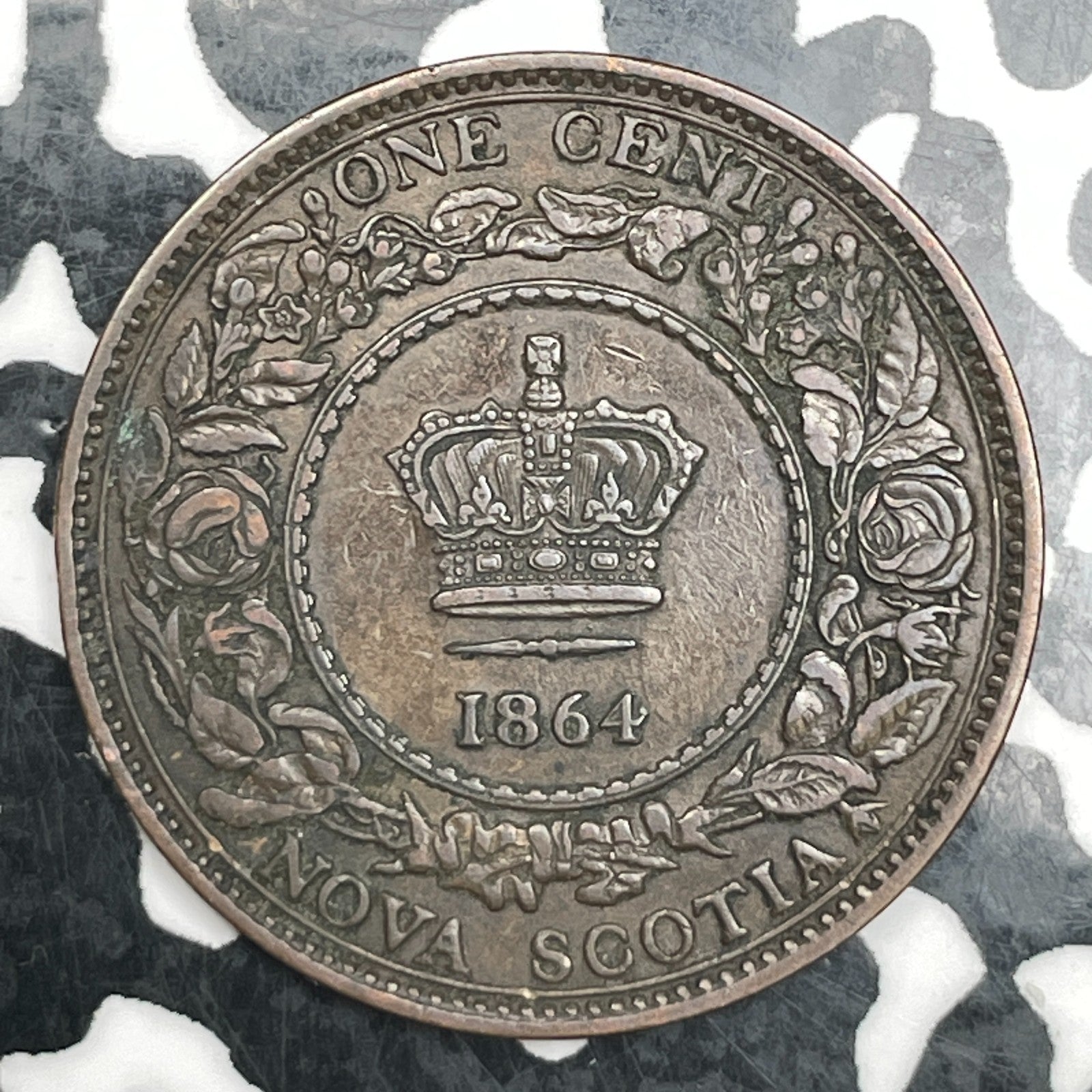 1864 Nova Scotia Large Cent Lot#F7247 Nice!
