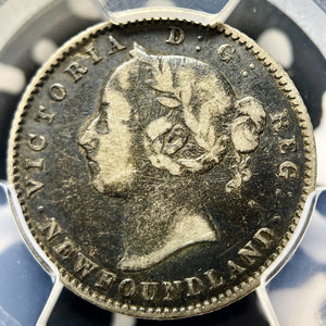 1888 Newfoundland 10 Cents PCGS VF25 Lot#G9838 Silver! Key Date!