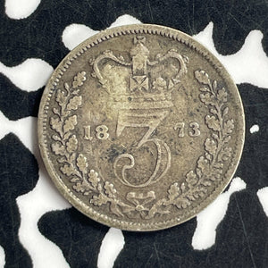 1873 Great Britain 3 Pence Threepence Lot#T6966 Silver!