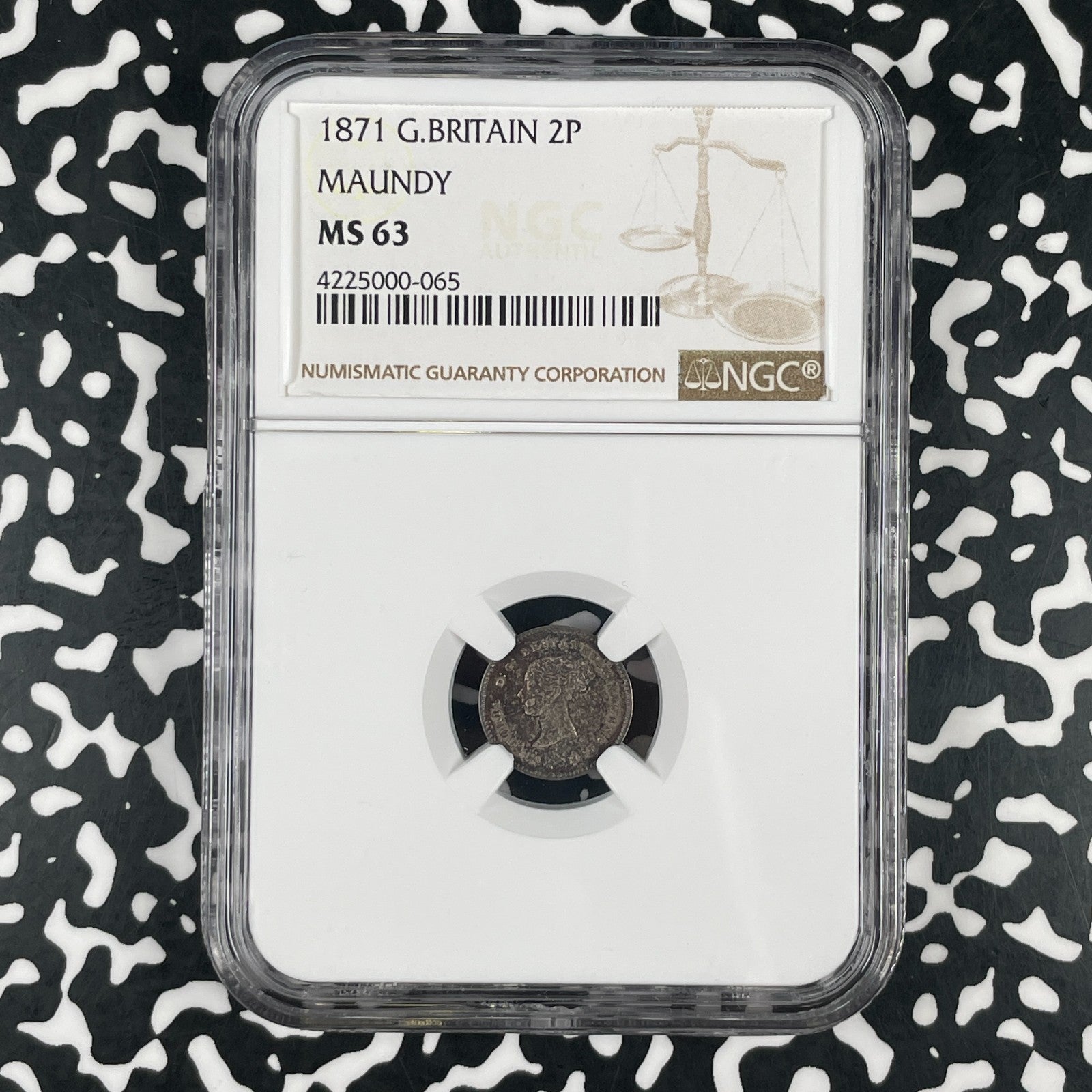 1871 Great Britain Victoria Maundy 2 Pence NGC MS63 Lot#G3382 Silver!