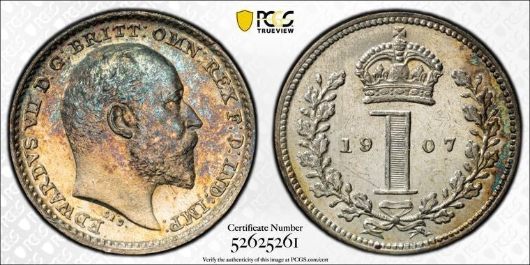 1907 G.B. Maundy 1 Penny PCGS PL64 Lot#G3462 Silver! Choice UNC! S-3989