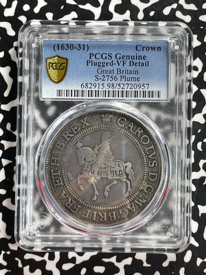 (1630-31) G.B. Charles I 1 Crown PCGS Plugged-VF Detail Lot#G939 Silver! S-2756