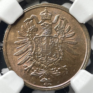 1876-H Germany 2 Pfennig NGC MS65BN Lot#G7206 Gem BU! Solo Top Graded!