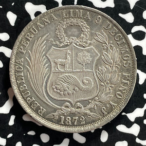1872 Peru 1 Sol Lot#JM9877 Large Silver! Nice!