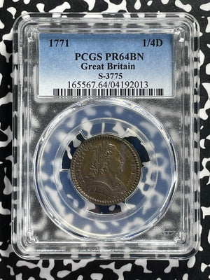 1771 Great Britain Farthing PCGS PR64BN Lot#G955 Proof! Very Scarce! S-3775