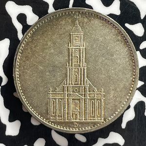 1934-D Germany 5 Mark Lot#T7747 Silver! High Grade! Beautiful! KM#83
