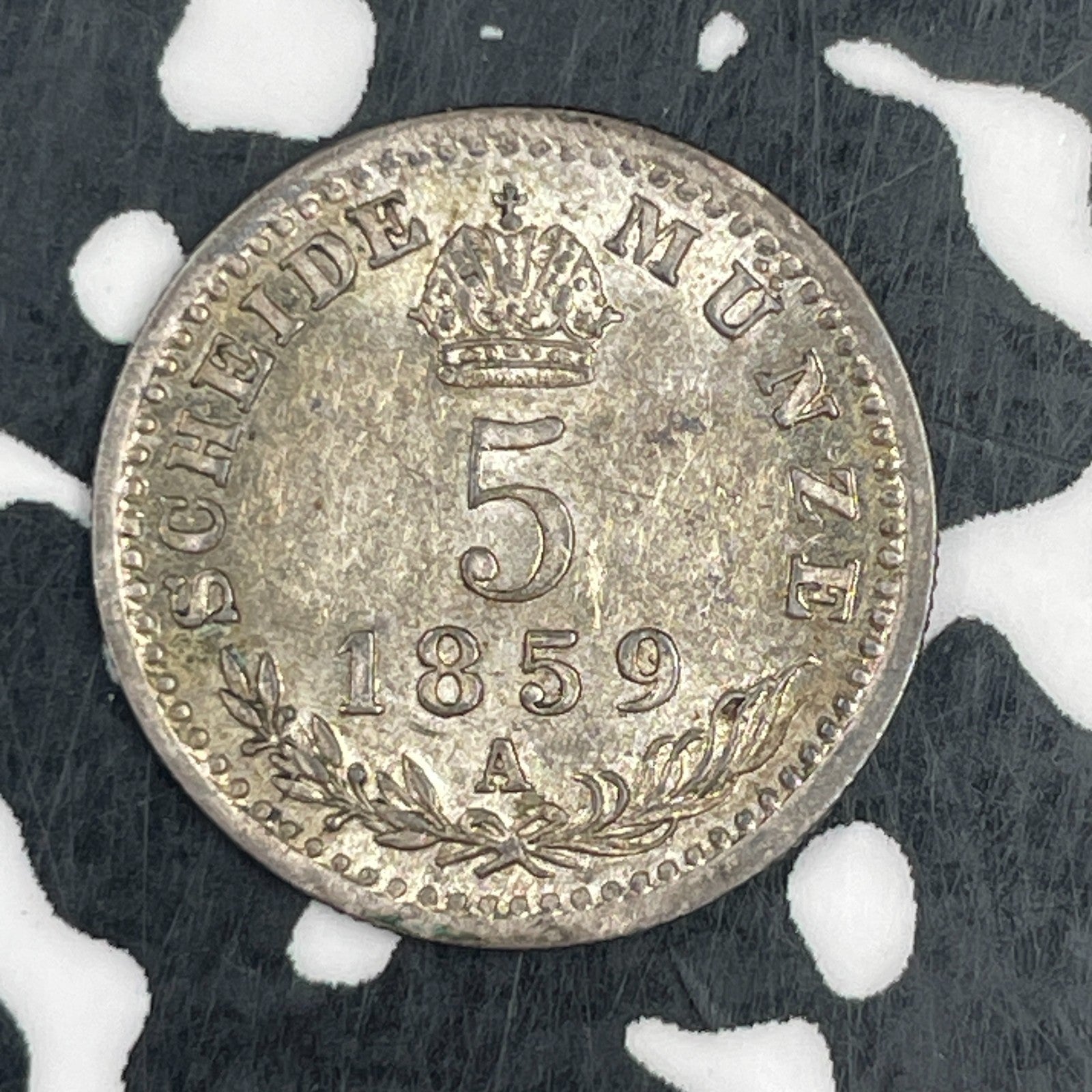 1859-A Austria 5 Kreuzer Lot#F7554 Silver! High Grade! Beautiful!