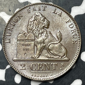 1864 Belgium 2 Centimes Lot#E8815 High Grade! Beautiful!