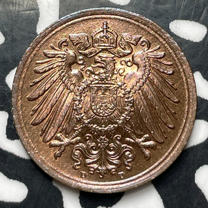 1916-D Germany 1 Pfennig Lot#E8881 High Grade! Beautiful!