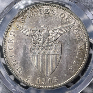 1903-S U.S. Philippines 1 Peso PCGS AU55 Lot#G9371 Silver!