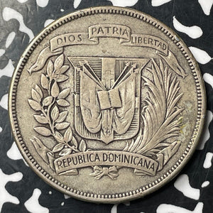 1939 Dominican Republic 1 Peso Lot#JM8693 Large Silver! Key Date!