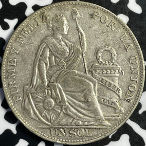 1934 Peru 1 Sol Lot#D6878 Large Silver Coin!