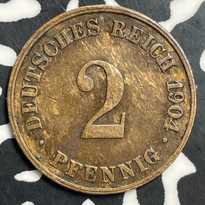 1904-J Germany 2 Pfennig Lot#E9047 Better Date