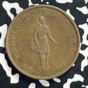 1837 Canada Montreal Bank Half Penny 1 Sou Token Lot#T9196