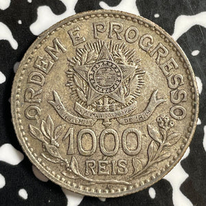 1913 Brazil 1000 Reis Lot#E2726 Silver!