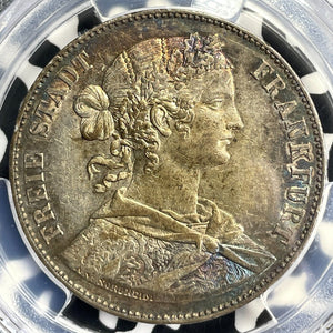 1860 Germany Frankfurt 1 Thaler PCGS AU58 Lot#G9614 Silver! KM#360