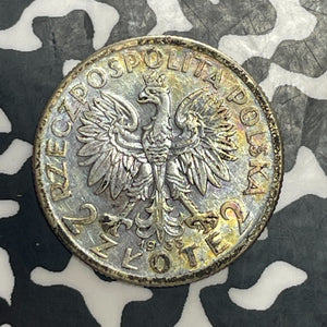 1933 Poland 2 Zlote Lot#T6416 Silver!