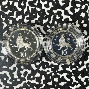 1992 Great Britain 2x 10 Pence Proof Set Lot#B2537 Silver! W/ Box & C.O.A.
