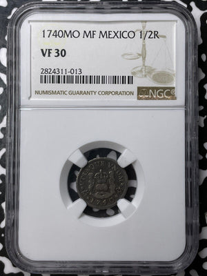 1740-Mo MF Mexico 1/2 Real NGC VF30 Lot#G7032 Silver!