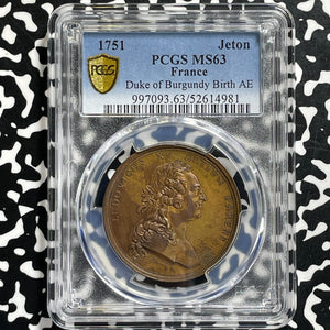 1751 France Birth Of The Duke Of Burgundy Medal PCGS MS63 Lot#G1019 Choice UNC!