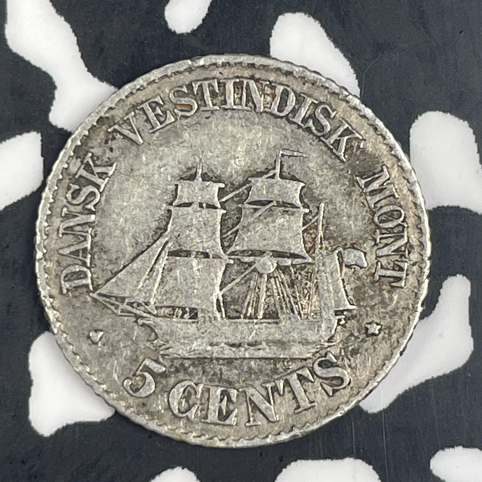 1879 Danish West Indies 5 Cents Lot#C9223 Silver!