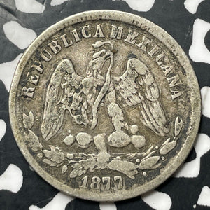 1877-Go S Mexico 25 Centavos Lot#E6870 Silver!