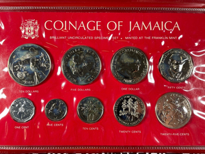 1980 Jamaica 9x Coin Uncirculated Specimen Set Lot#B1944 With Case & C.O.A.