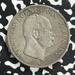 1861-A Germany Prussia 1 Thaler Lot#C0161 Large Silver Coin!