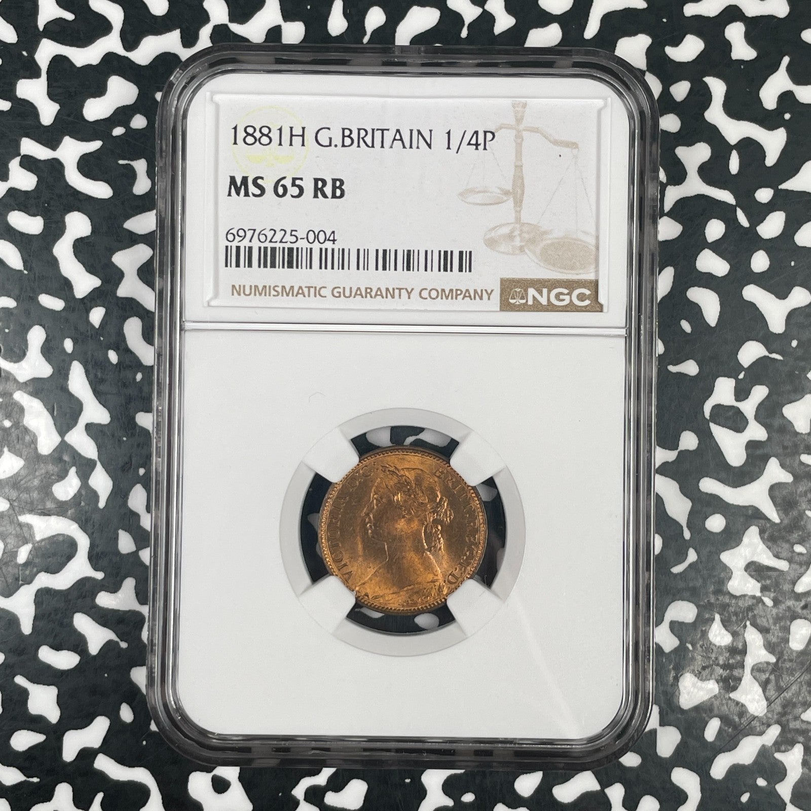 1881-H Great Britain Victoria Farthing NGC MS65RB Lot#G4124 Gem BU!
