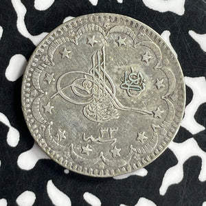 AH 1293 (1907) Turkey 5 Kurus Lot#T6773 Silver!