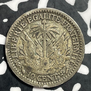 1887 Haiti 10 Centimes Lot#E9234 Silver!