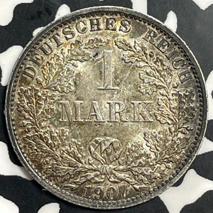 1907-A Germany 1 Mark Lot#T0074 Silver! High Grade! Beautiful!