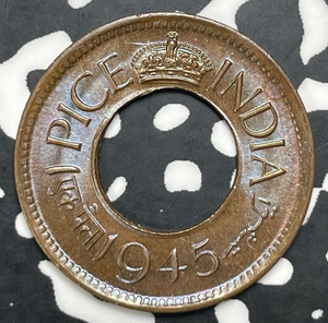 1945 India 1 Pice Lot#C0340 High Grade! Beautiful!