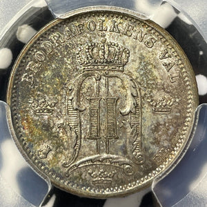 1898-EB Sweden 50 Ore PCGS MS63 Lot#G8170 Silver! Key Date! Choice UNC!