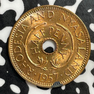 1957 Rhodesia & Nyasaland 1/2 Penny Half Penny Lot#E5370 High Grade! Beautiful!